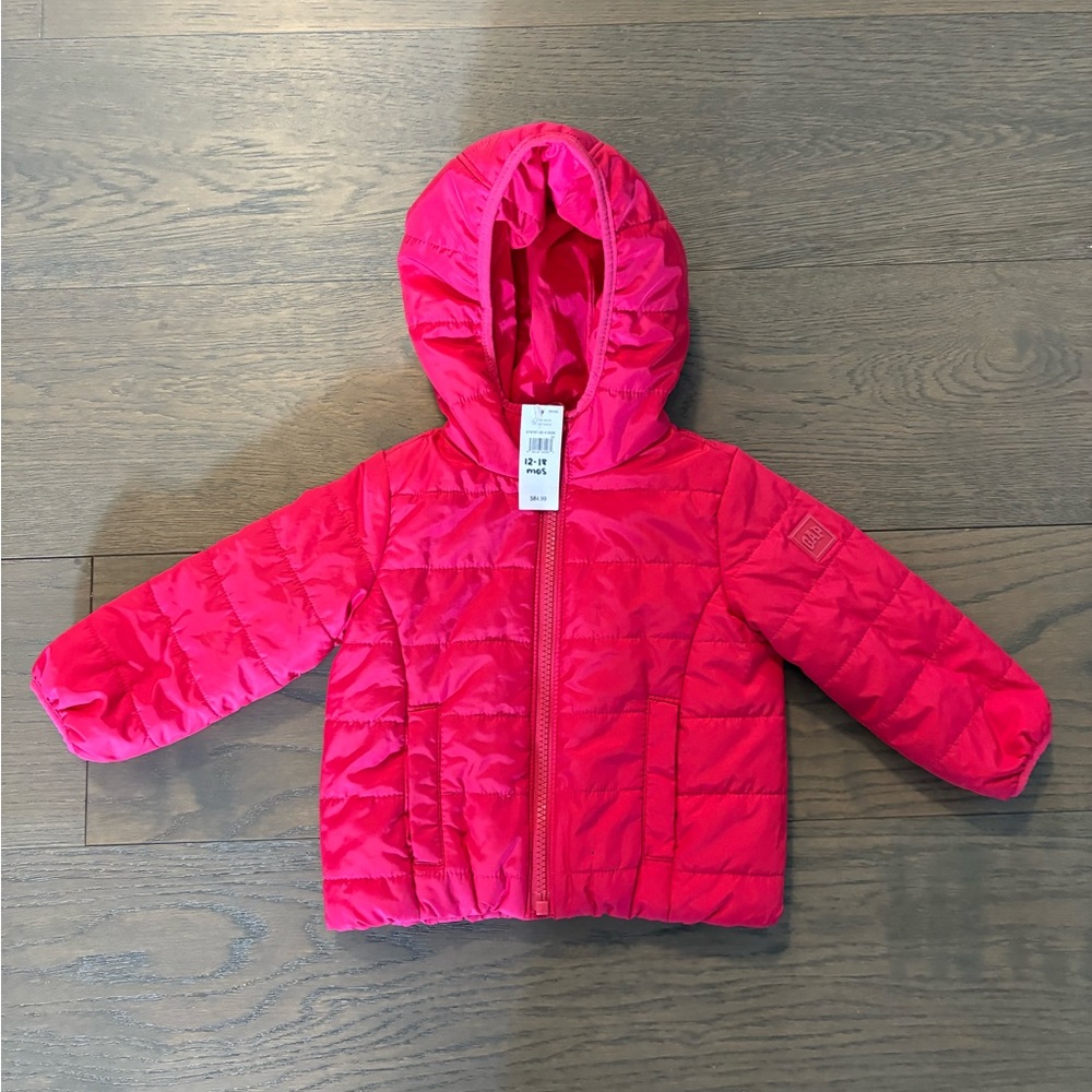 Gap girls hot pink prima loft spring jacket 12-18M retail $95